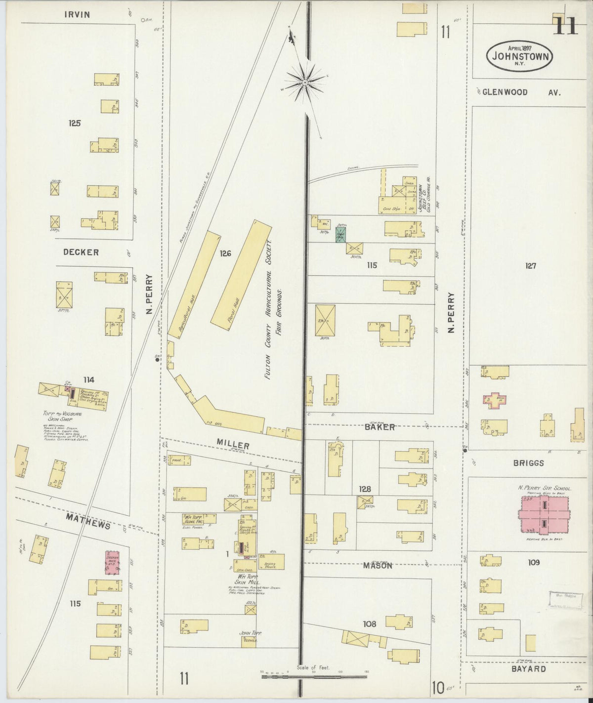 Sanborn Fire Insurance Map from Johnstown, Fulton County, New York (1897), Sheet #0011 - Complete Map Set gallery image, historic Sanborn map, vintage wall art, New York New York