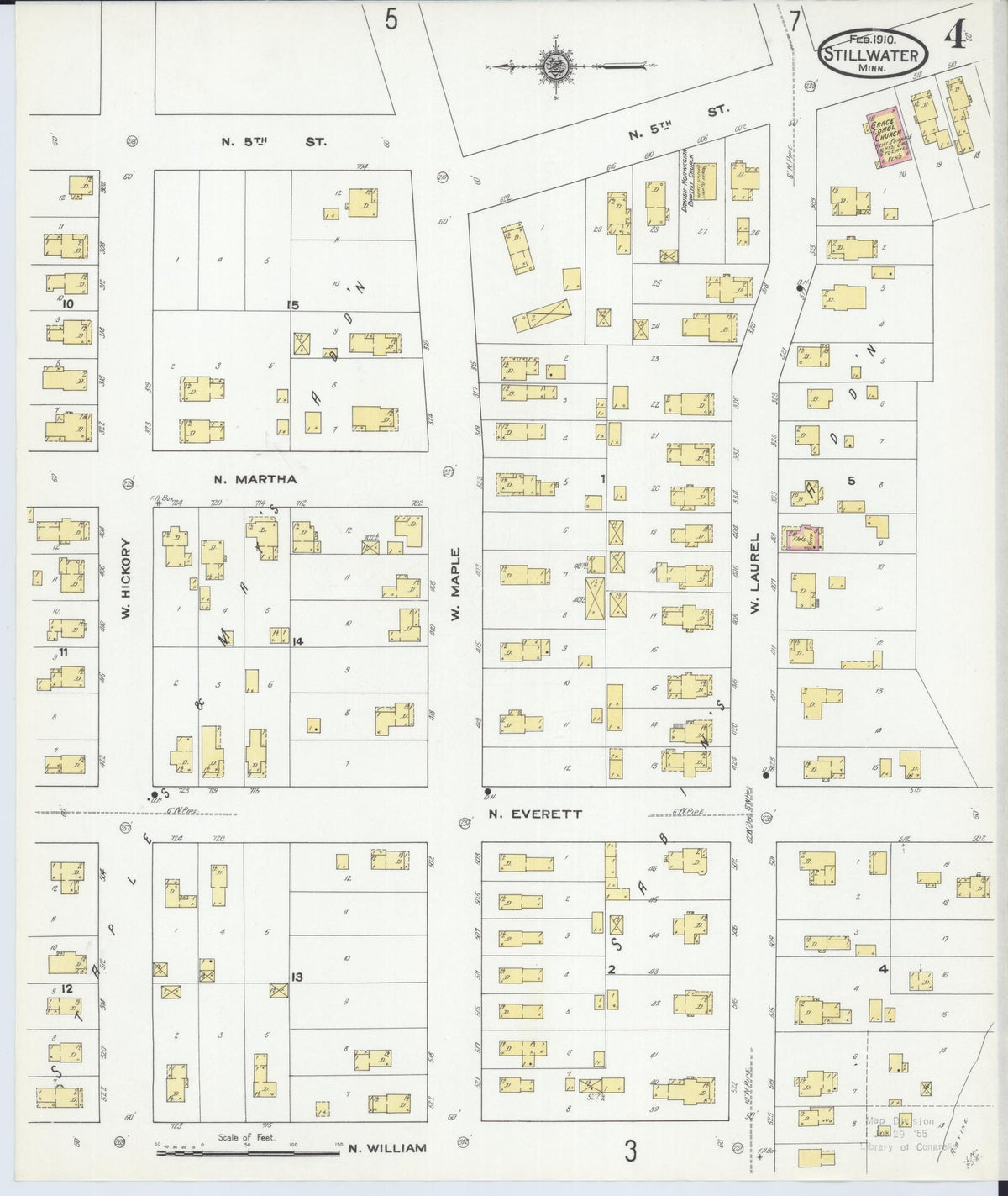 Sanborn Fire Insurance Map from Stillwater, Washington County, Minnesota (1910), Sheet #0004 - Historic Sanborn Fire Insurance Map Print, vintage old map wall art, antique decor, genealogy gift, Minnesota Minnesota map