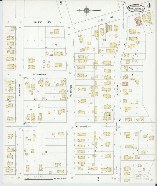 Sanborn Fire Insurance Map from Stillwater, Washington County, Minnesota (1910), Sheet #0004 - Historic Sanborn Fire Insurance Map Print, vintage old map wall art, antique decor, genealogy gift, Minnesota Minnesota map