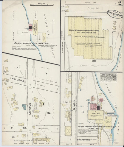 Sanborn Fire Insurance Map from Stillwater, Washington County, Minnesota (1884), Sheet #0002 - Historic Sanborn Fire Insurance Map Print, vintage old map wall art, antique decor, genealogy gift, Minnesota Minnesota map