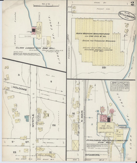 Sanborn Fire Insurance Map from Stillwater, Washington County, Minnesota (1884), Sheet #0002 - Historic Sanborn Fire Insurance Map Print, vintage old map wall art, antique decor, genealogy gift, Minnesota Minnesota map