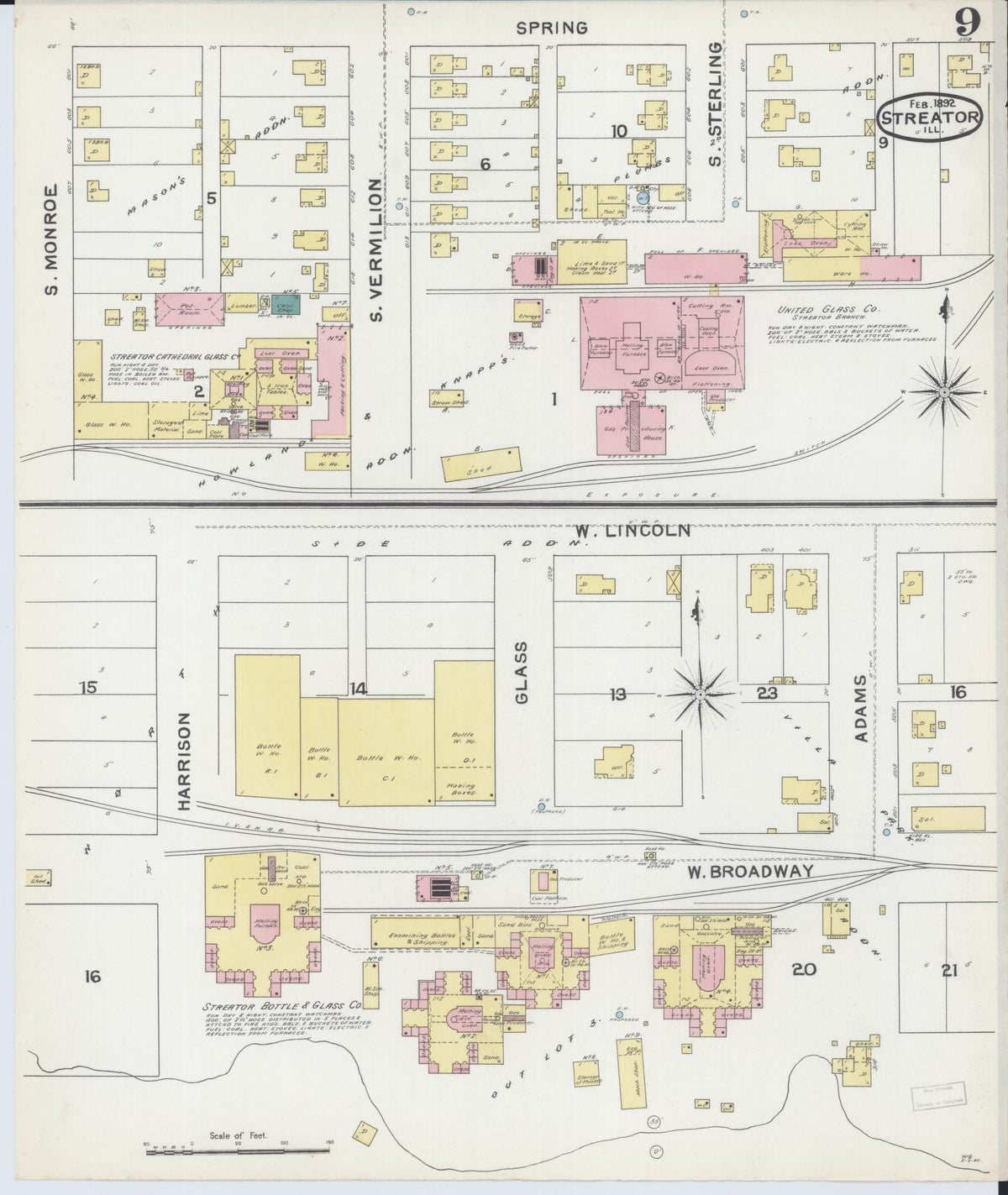 Sanborn Fire Insurance Map from Streator, La Salle County, Illinois (1892), Sheet #0009 - Complete Map Set gallery image, historic Sanborn map, vintage wall art, Illinois Illinois