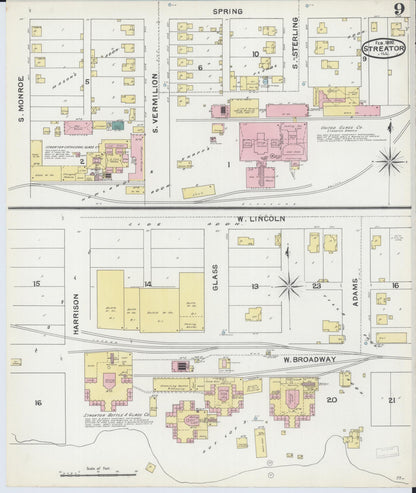 Sanborn Fire Insurance Map from Streator, La Salle County, Illinois (1892), Sheet #0009 - Complete Map Set gallery image, historic Sanborn map, vintage wall art, Illinois Illinois