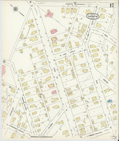 Sanborn Fire Insurance Map from Huntington, Huntington County, Indiana (1912), Sheet #0017 - Historic Sanborn Fire Insurance Map Print, vintage old map wall art, antique decor, genealogy gift, Indiana Indiana map