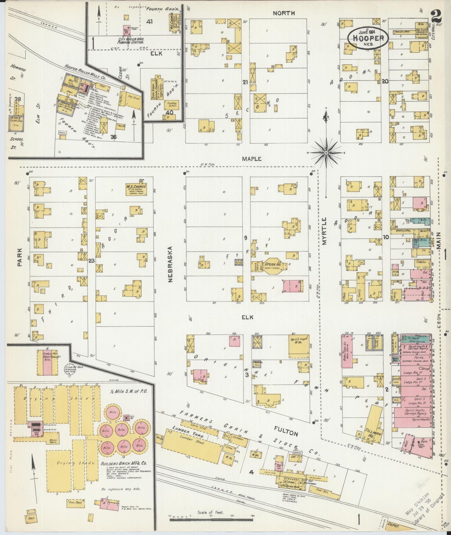 Sanborn Fire Insurance Map from Hooper, Dodge County, Nebraska (1904), Sheet #0002 - Complete Map Set gallery image, historic Sanborn map, vintage wall art, Nebraska Nebraska