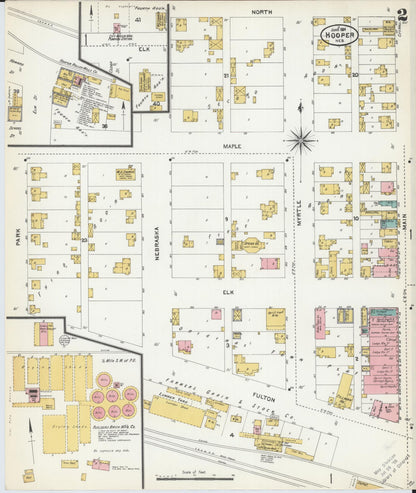 Sanborn Fire Insurance Map from Hooper, Dodge County, Nebraska (1904), Sheet #0002 - Complete Map Set gallery image, historic Sanborn map, vintage wall art, Nebraska Nebraska