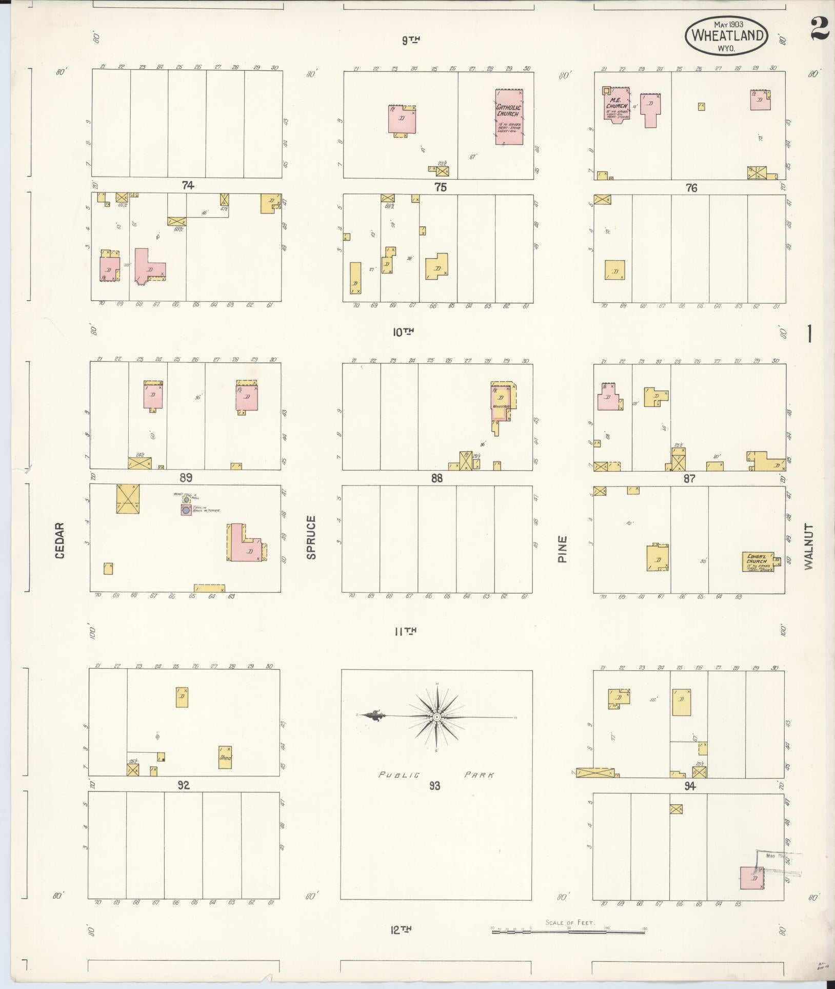 Sanborn Fire Insurance Map from Wheatland, Platte County, Wyoming (1903), Sheet #0002 - Complete Map Set gallery image, historic Sanborn map, vintage wall art, Wyoming Wyoming