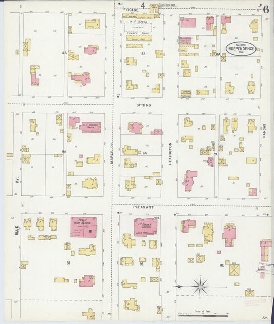 Sanborn Fire Insurance Map from Independence, Jackson County, Missouri (1898), Sheet #0006 - Historic Sanborn Fire Insurance Map Print, vintage old map wall art, antique decor, genealogy gift, Missouri Missouri map
