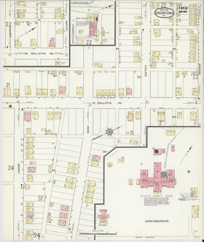 Sanborn Fire Insurance Map from Uniontown, Fayette County, Pennsylvania (1914), Sheet #0022 - Complete Map Set gallery image, historic Sanborn map, vintage wall art, Pennsylvania Pennsylvania