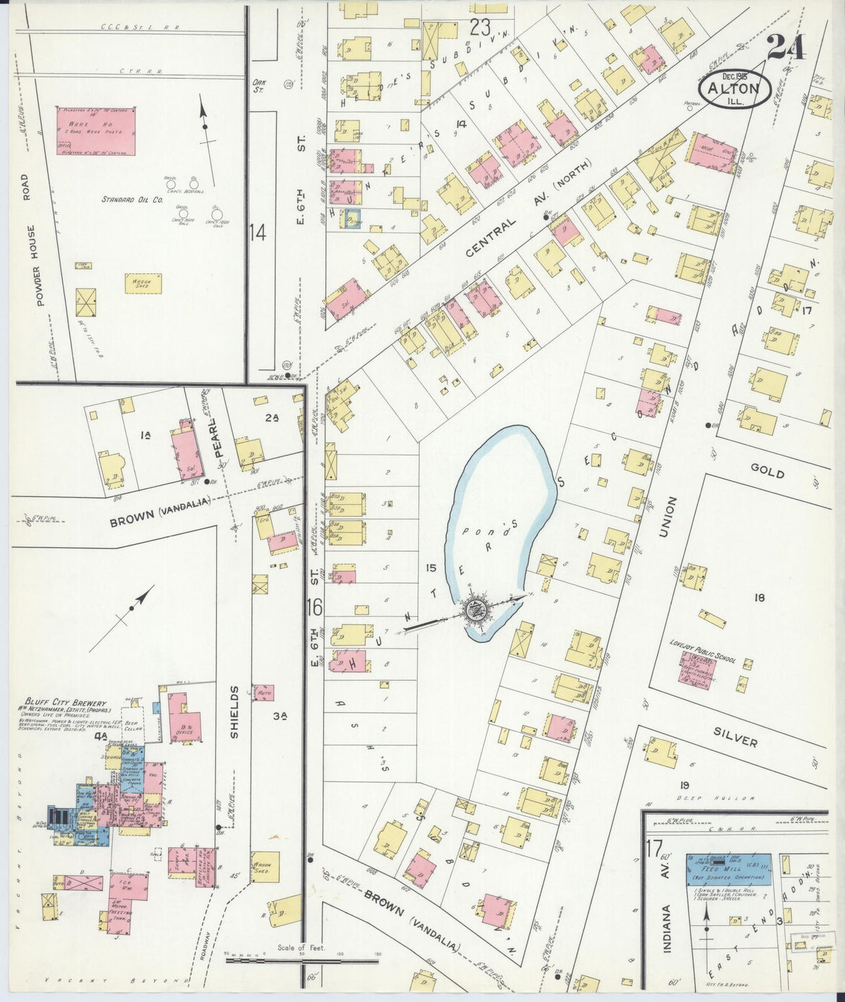 Sanborn Fire Insurance Map from Alton, Madison County, Illinois (1915), Sheet #0024 - Complete Map Set gallery image, historic Sanborn map, vintage wall art, Illinois Illinois