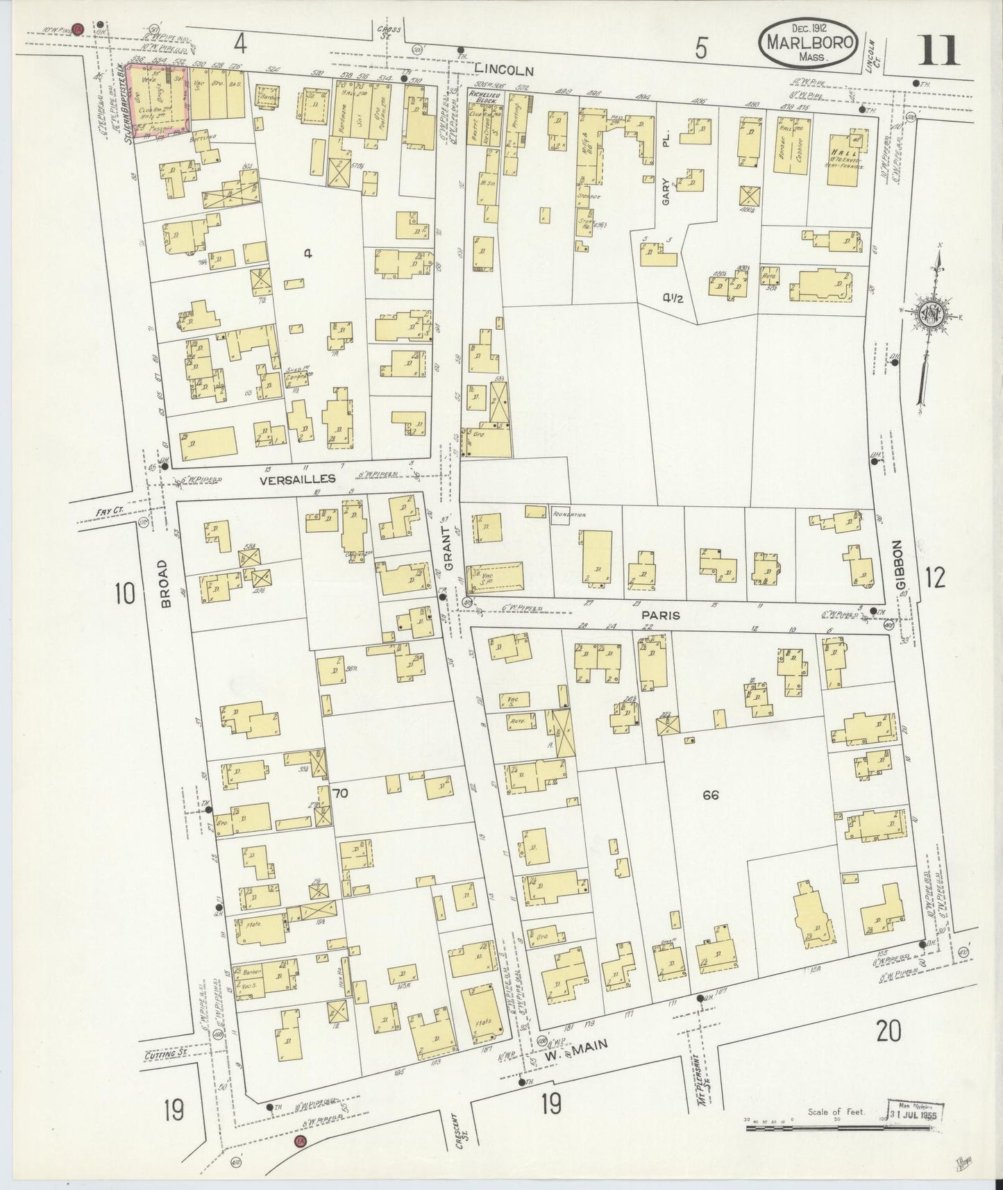 Sanborn Fire Insurance Map from Marlborough, Middlesex County, Massachusetts (1912), Sheet #0011 - Complete Map Set gallery image, historic Sanborn map, vintage wall art, Massachusetts Massachusetts
