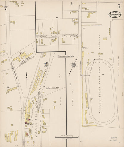 Sanborn Fire Insurance Map from Farmington, Franklin County, Maine (1922), Sheet #0007 - Complete Map Set gallery image, historic Sanborn map, vintage wall art, Maine Maine