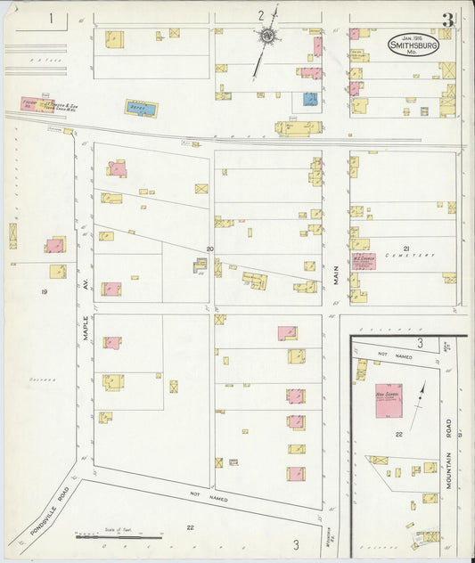 Washington, Maryland - 1916 - Sanborn Fire Insurance Map, Sheet #0003 - Historic Sanborn Fire Insurance Map Print, Washington Maryland 1916 0003 vintage old map wall art