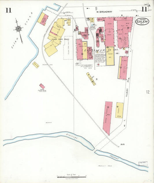Sanborn Fire Insurance Map from Salem, Salem County, New Jersey (1923), Sheet #0011 - Historic Sanborn Fire Insurance Map Print, vintage old map wall art, antique decor, genealogy gift, New Jersey New Jersey map