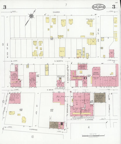 Sanborn Fire Insurance Map from Burlington, Alamance County, North Carolina (1929), Sheet #0003 - Complete Map Set gallery image, historic Sanborn map, vintage wall art, North Carolina North Carolina