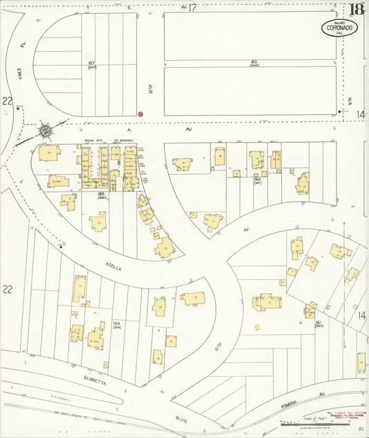 Sanborn Fire Insurance Map from Coronado, San Diego County, California (1921), Sheet #0018 - Historic Sanborn Fire Insurance Map Print, vintage old map wall art, antique decor, genealogy gift, California California map