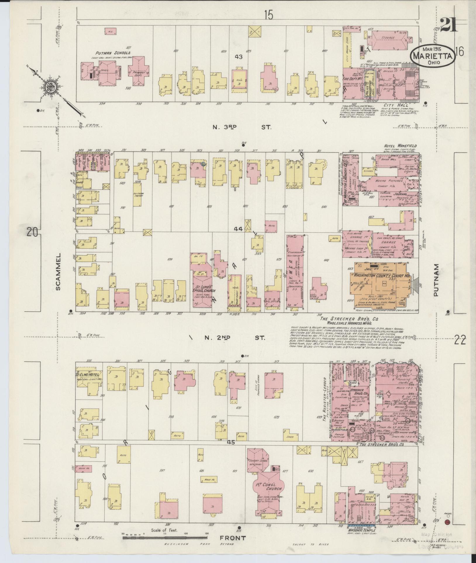 Sanborn Fire Insurance Map from Marietta, Washington County, Ohio (1915), Sheet #0021 - Historic Sanborn Fire Insurance Map Print, vintage old map wall art, antique decor, genealogy gift, Ohio Ohio map