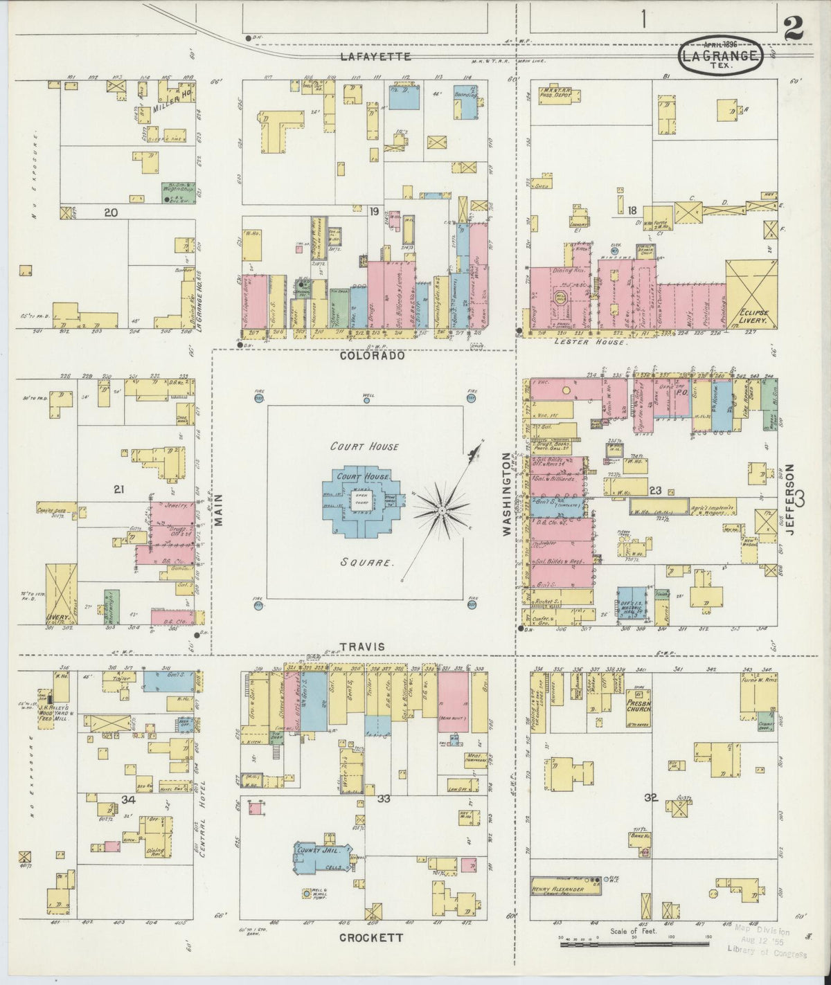 Sanborn Fire Insurance Map from La Grange, Fayette County, Texas (1896), Sheet #0002 - Complete Map Set gallery image, historic Sanborn map, vintage wall art, Texas Texas