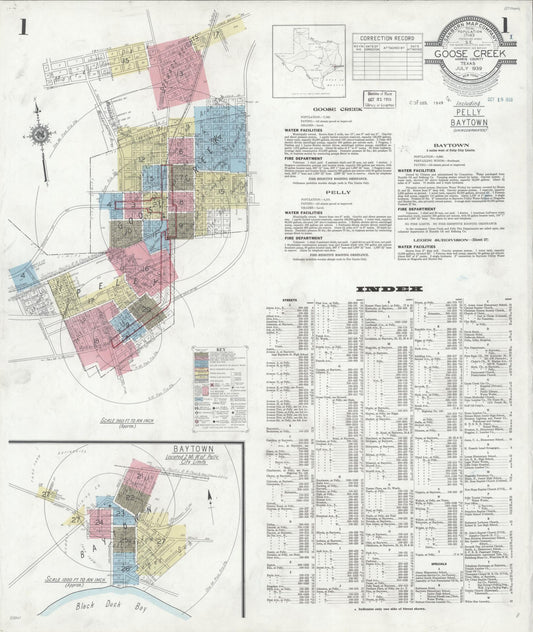 Sanborn Fire Insurance Map from Goose Creek, Harris County, Texas (1939), Sheet #0001 - Complete Map Set gallery image, historic Sanborn map, vintage wall art, Texas Texas