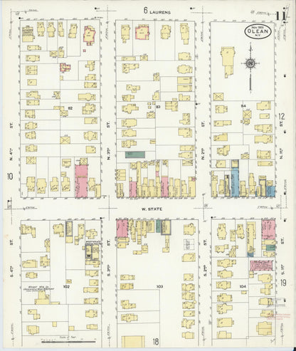 Sanborn Fire Insurance Map from Olean, Cattaraugus County, New York (1909), Sheet #0011 - Complete Map Set gallery image, historic Sanborn map, vintage wall art, New York New York