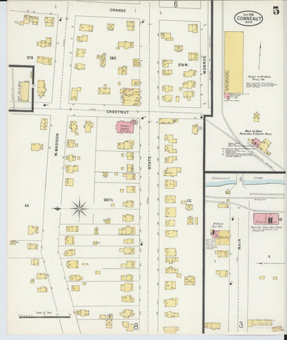 Sanborn Fire Insurance Map from Conneaut, Ashtabula County, Ohio (1898), Sheet #0005 - Historic Sanborn Fire Insurance Map Print, vintage old map wall art, antique decor, genealogy gift, Ohio Ohio map