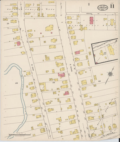 Sanborn Fire Insurance Map from London, Madison County, Ohio (1921), Sheet #0011 - Complete Map Set gallery image, historic Sanborn map, vintage wall art, Ohio Ohio
