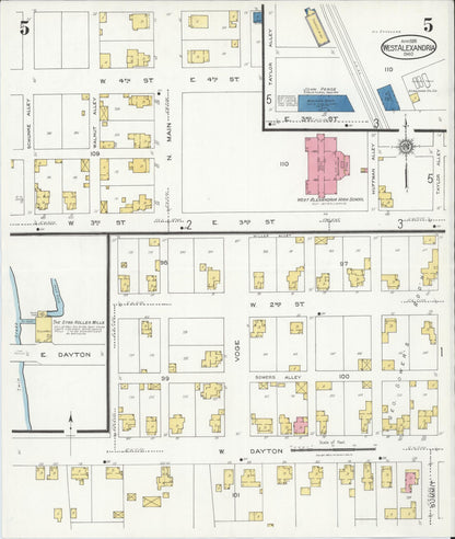 Sanborn Fire Insurance Map from West Alexandria, Preble County, Ohio (1926), Sheet #0005 - Historic Sanborn Fire Insurance Map Print, vintage old map wall art, antique decor, genealogy gift, Ohio Ohio map