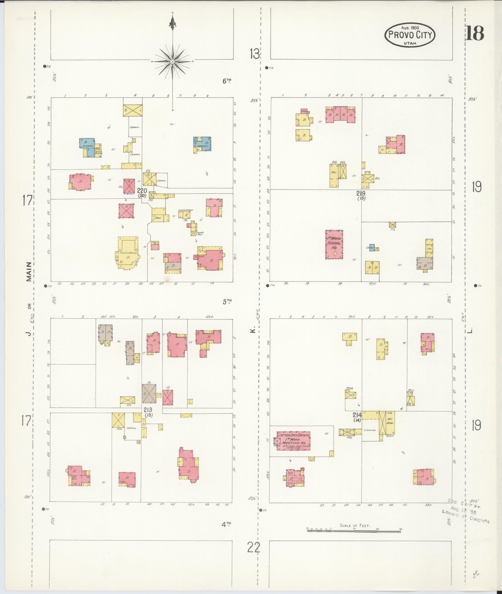 Sanborn Fire Insurance Map from Provo, Utah County, Utah (1900), Sheet #0018 - Complete Map Set gallery image, historic Sanborn map, vintage wall art, Provo Utah