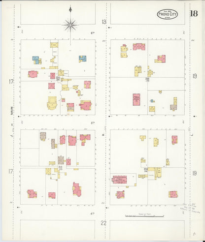 Sanborn Fire Insurance Map from Provo, Utah County, Utah (1900), Sheet #0018 - Complete Map Set gallery image, historic Sanborn map, vintage wall art, Provo Utah