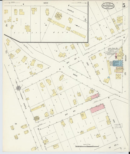 Sanborn Fire Insurance Map from Richmond, Macomb County, Michigan (1913), Sheet #0005 - Historic Sanborn Fire Insurance Map Print, vintage old map wall art, antique decor, genealogy gift, Michigan Michigan map