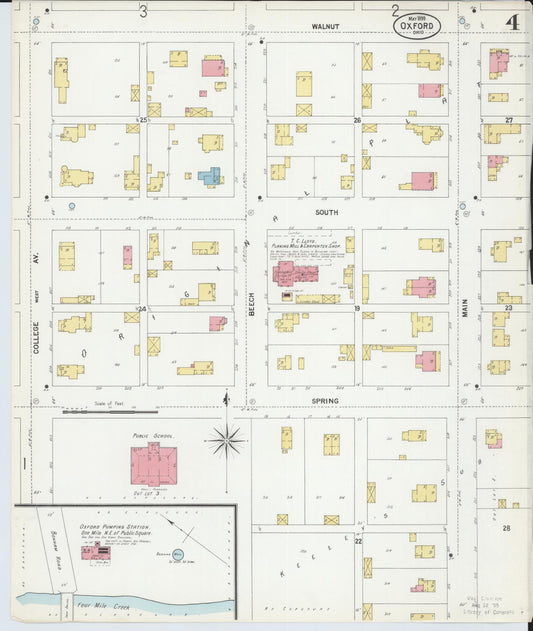 Sanborn Fire Insurance Map from Oxford, Butler County, Ohio (1899), Sheet #0004 - Historic Sanborn Fire Insurance Map Print, vintage old map wall art, antique decor, genealogy gift, Ohio Ohio map