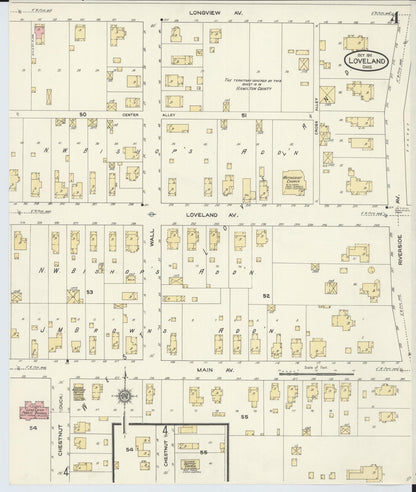 Sanborn Fire Insurance Map from Loveland, Clermont, Hamilton, And Warren County, Ohio (1911), Sheet #0004 - Historic Sanborn Fire Insurance Map Print, vintage old map wall art, antique decor, genealogy gift, Ohio Ohio map
