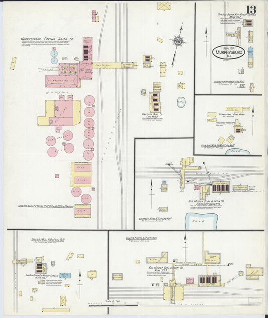 Sanborn Fire Insurance Map from Murphysboro, Jackson County, Illinois (1914), Sheet #0013 - Historic Sanborn Fire Insurance Map Print, vintage old map wall art, antique decor, genealogy gift, Illinois Illinois map
