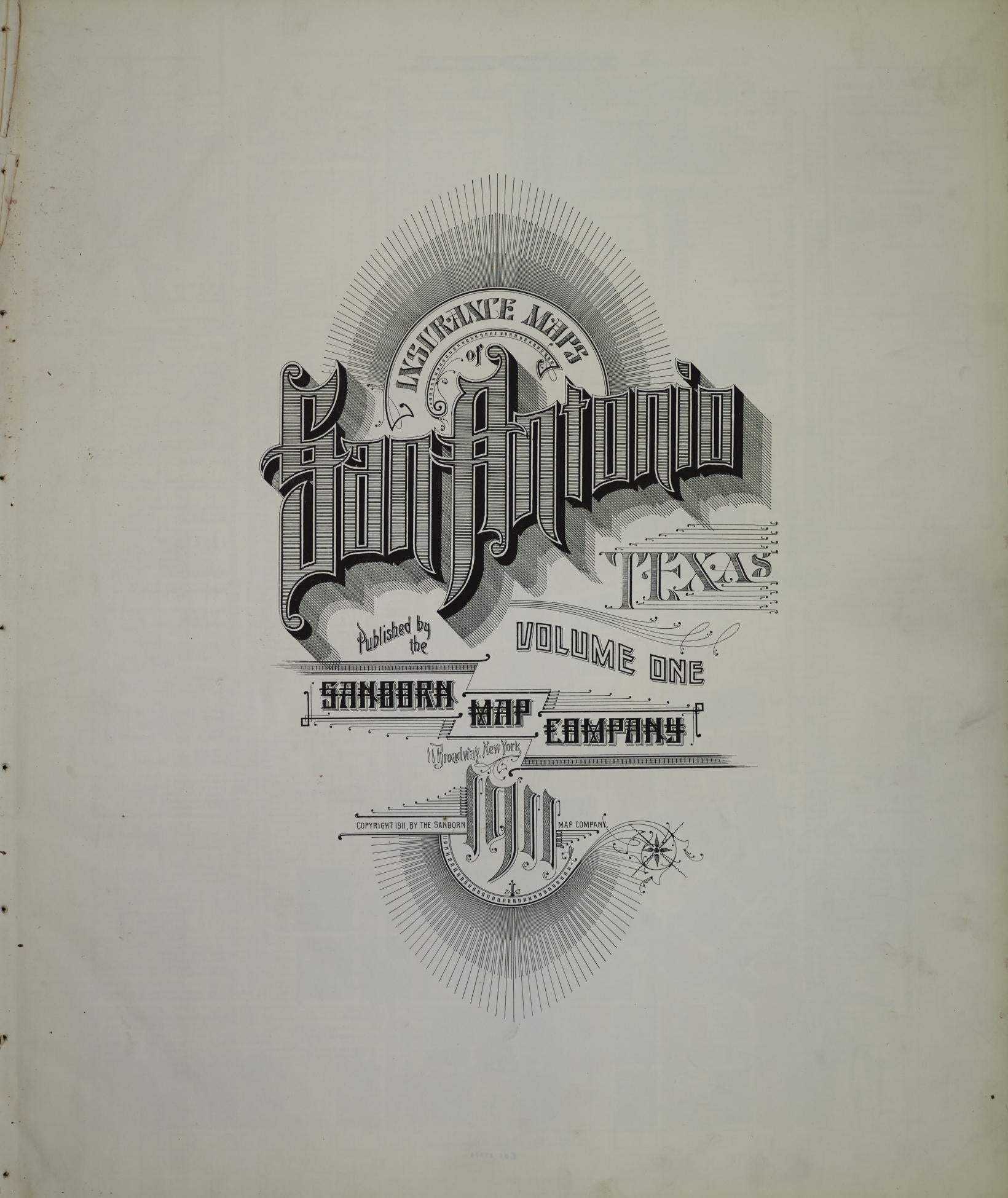 Sanborn Fire Insurance Map from San Antonio, Bexar County, Texas (1911), Sheet #0001 - Historic Sanborn Fire Insurance Map Print, vintage old map wall art, antique decor, genealogy gift, Texas Texas map
