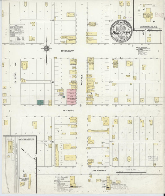 Sanborn Fire Insurance Map from Bridgeport, Caddo County, Oklahoma (1909), Sheet #0001 - Historic Sanborn Fire Insurance Map Print, vintage old map wall art, antique decor, genealogy gift, Oklahoma Oklahoma map