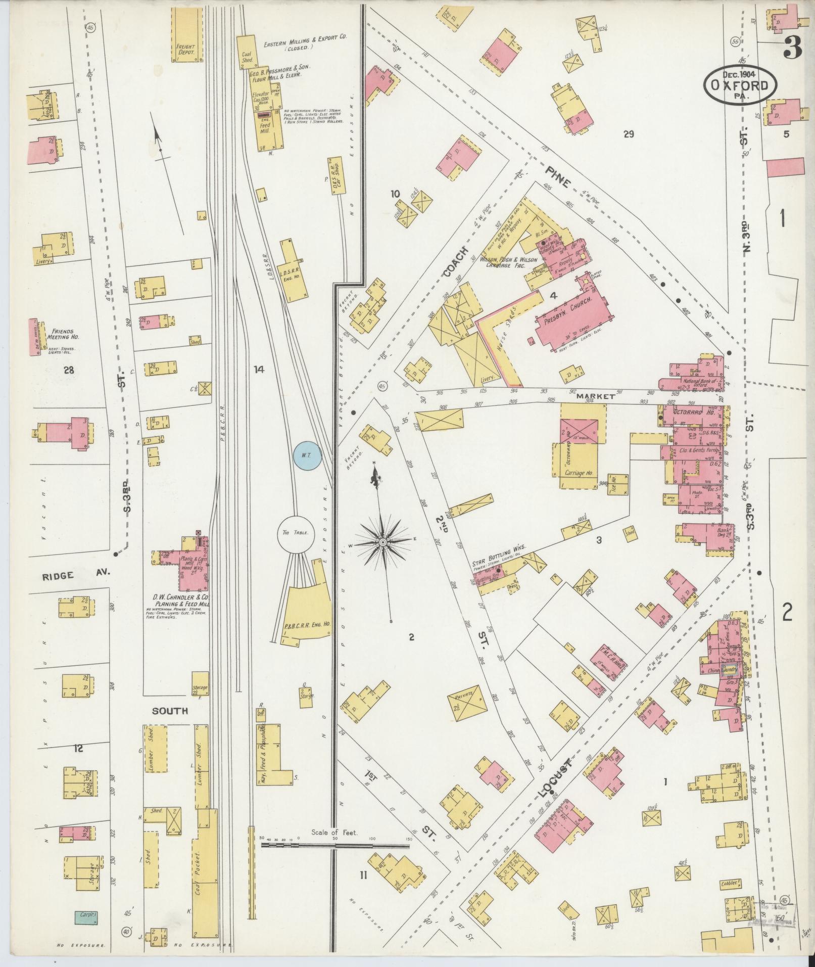 Sanborn Fire Insurance Map from Oxford, Chester County, Pennsylvania (1904), Sheet #0003 - Complete Map Set gallery image, historic Sanborn map, vintage wall art, Pennsylvania Pennsylvania