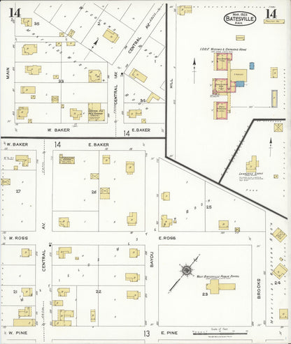 Sanborn Fire Insurance Map from Batesville, Independence County, Arkansas (1923), Sheet #0014 - Complete Map Set gallery image, historic Sanborn map, vintage wall art, Arkansas Arkansas