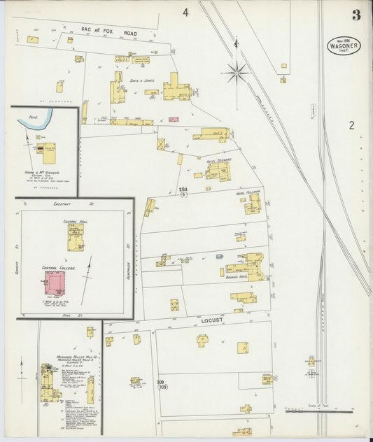 Sanborn Fire Insurance Map from Wagoner, Wagoner County, Oklahoma (1898), Sheet #0003 - Historic Sanborn Fire Insurance Map Print, vintage old map wall art, antique decor, genealogy gift, Oklahoma Oklahoma map