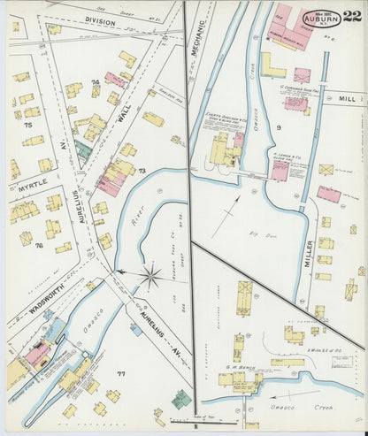 Sanborn Fire Insurance Map from Auburn, Cayuga County, New York (1892), Sheet #0022 - Complete Map Set gallery image, historic Sanborn map, vintage wall art, New York New York