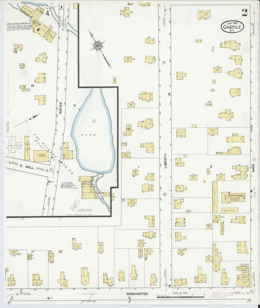 Sanborn Fire Insurance Map from Castile, Wyoming County, New York (1912), Sheet #0002 - Historic Sanborn Fire Insurance Map Print, vintage old map wall art, antique decor, genealogy gift, Castile Wyoming map
