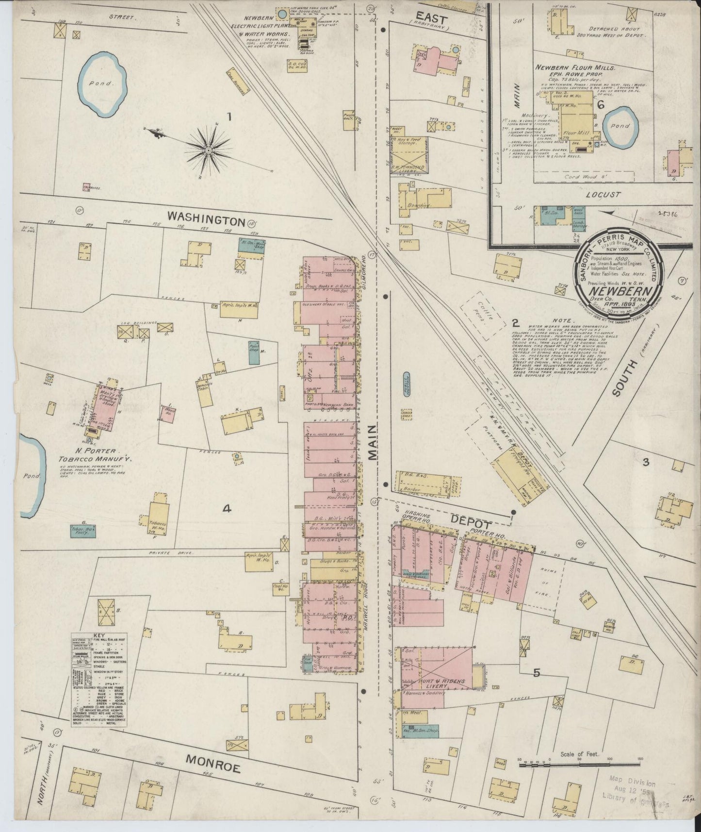 Sanborn Fire Insurance Map from Newbern, Dyer County, Tennessee. (1893) – Historic Sanborn Fire Insurance Map Print