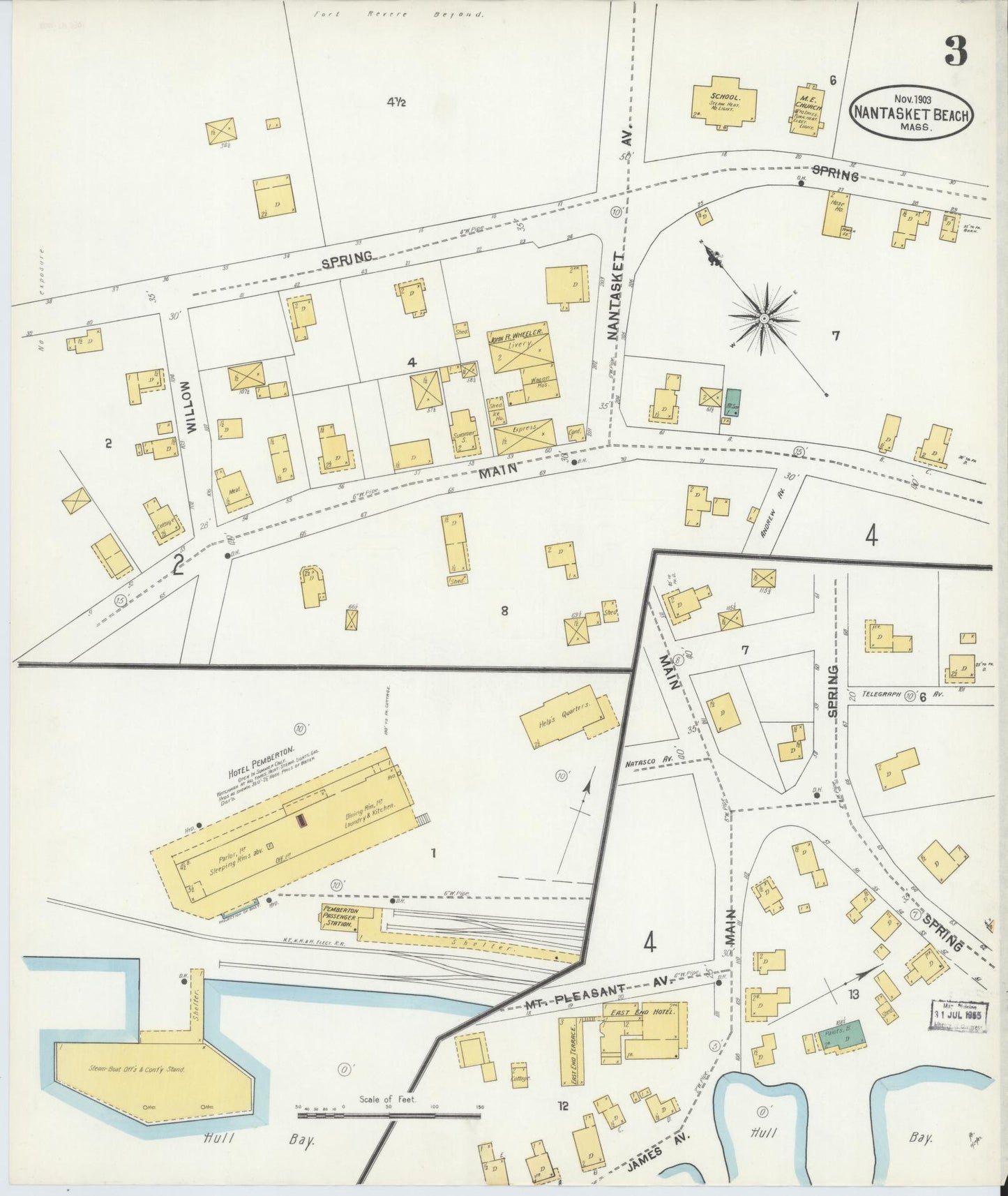 Sanborn Fire Insurance Map from Nantasket Beach, Plymouth County, Massachusetts (1903), Sheet #0003 - Complete Map Set gallery image, historic Sanborn map, vintage wall art, Massachusetts Massachusetts