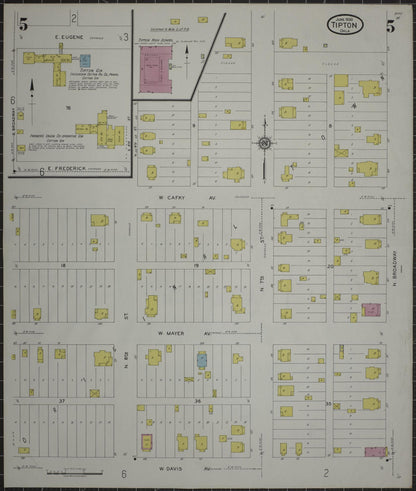 Sanborn Fire Insurance Map from Tipton, Tillman County, Oklahoma (1930), Sheet #0005 - Complete Map Set gallery image, historic Sanborn map, vintage wall art, Oklahoma Oklahoma