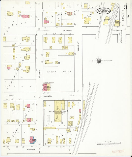 Sanborn Fire Insurance Map from Anamosa, Jones County, Iowa (1917), Sheet #0003 - Historic Sanborn Fire Insurance Map Print, vintage old map wall art