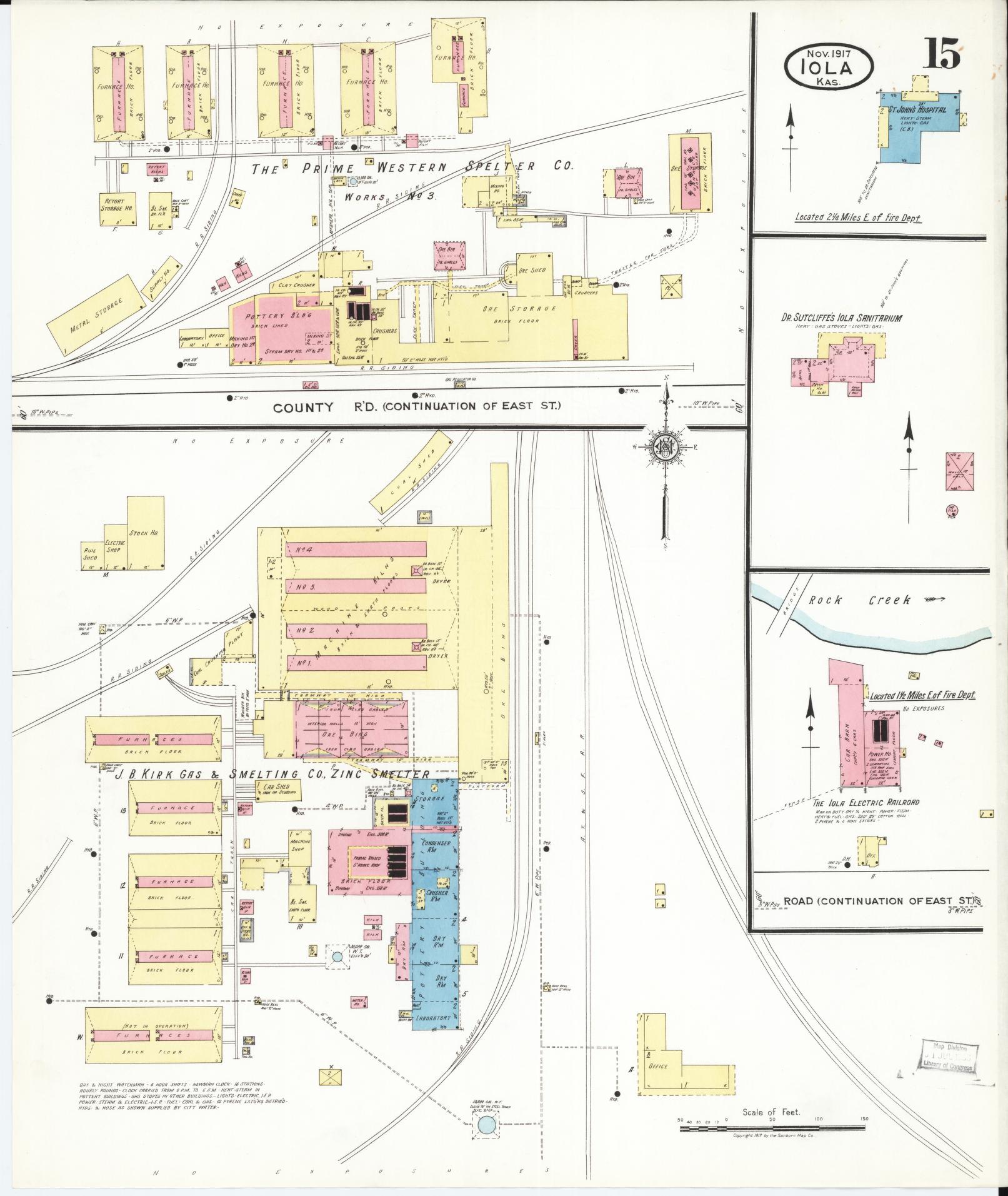 Sanborn Fire Insurance Map from Iola, Allen County, Kansas (1917), Sheet #0015 - Historic Sanborn Fire Insurance Map Print, vintage old map wall art, antique decor, genealogy gift, Kansas Kansas map