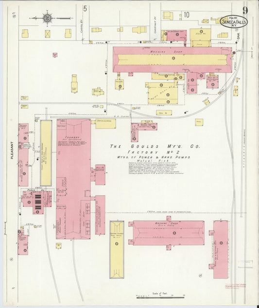 Sanborn Fire Insurance Map from Seneca Falls, Seneca County, New York (1911), Sheet #0009 - Historic Sanborn Fire Insurance Map Print, vintage old map wall art, antique decor, genealogy gift, New York New York map