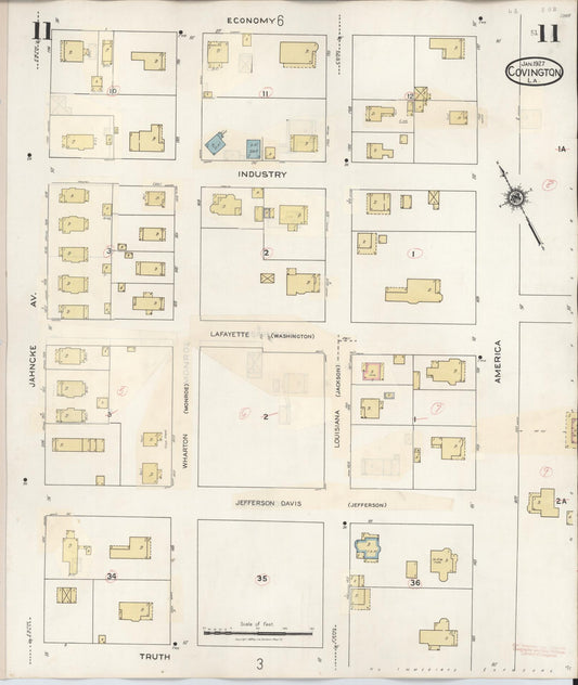 Sanborn Fire Insurance Map from Covington, Saint Tammany Parish, Louisiana (1941), Sheet #0011 - Historic Sanborn Fire Insurance Map Print, vintage old map wall art, antique decor, genealogy gift, Louisiana Louisiana map