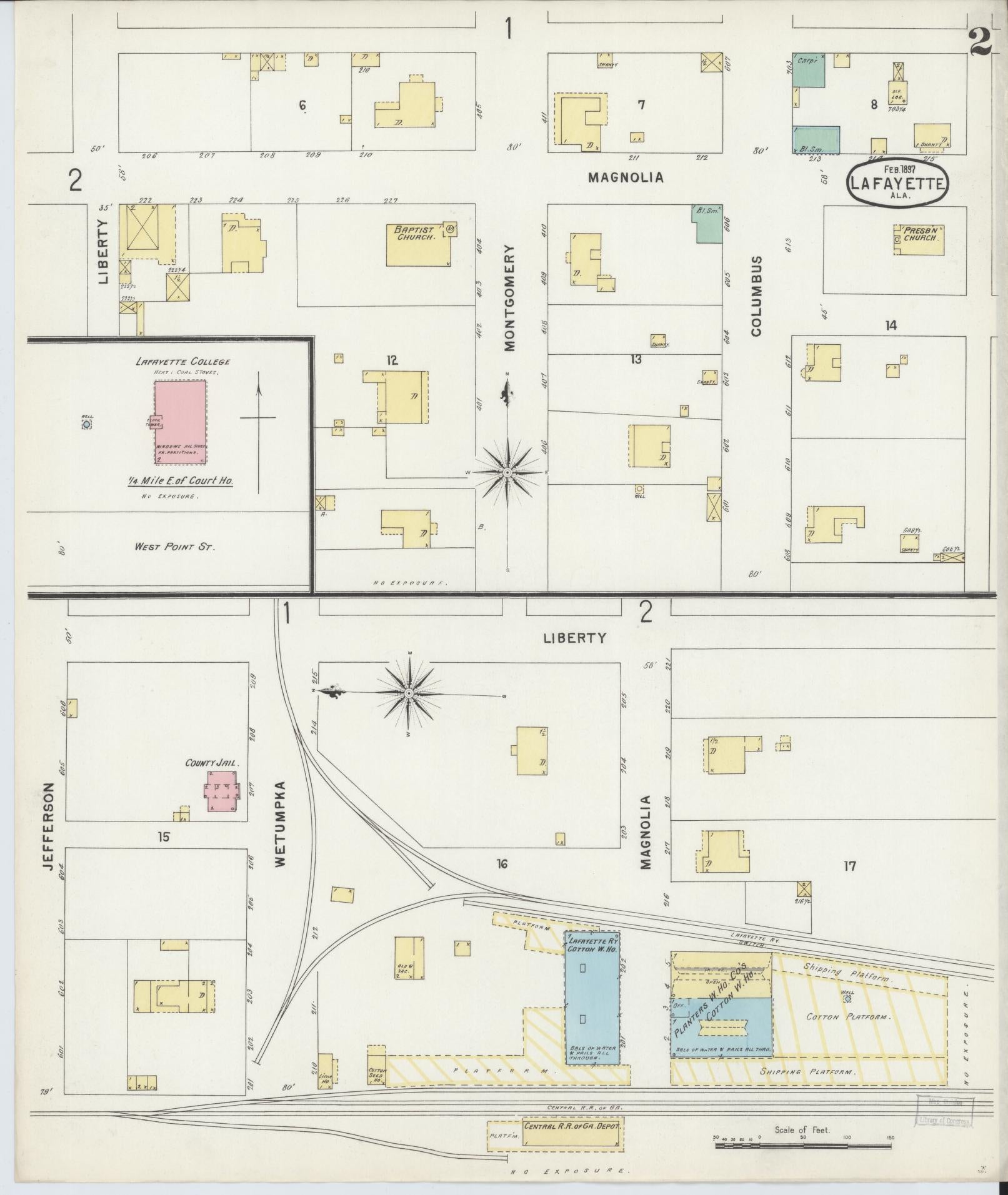 Sanborn Fire Insurance Map from Lafayette, Chambers County, Alabama (1897), Sheet #0002 - Complete Map Set gallery image, historic Sanborn map, vintage wall art, Alabama Alabama