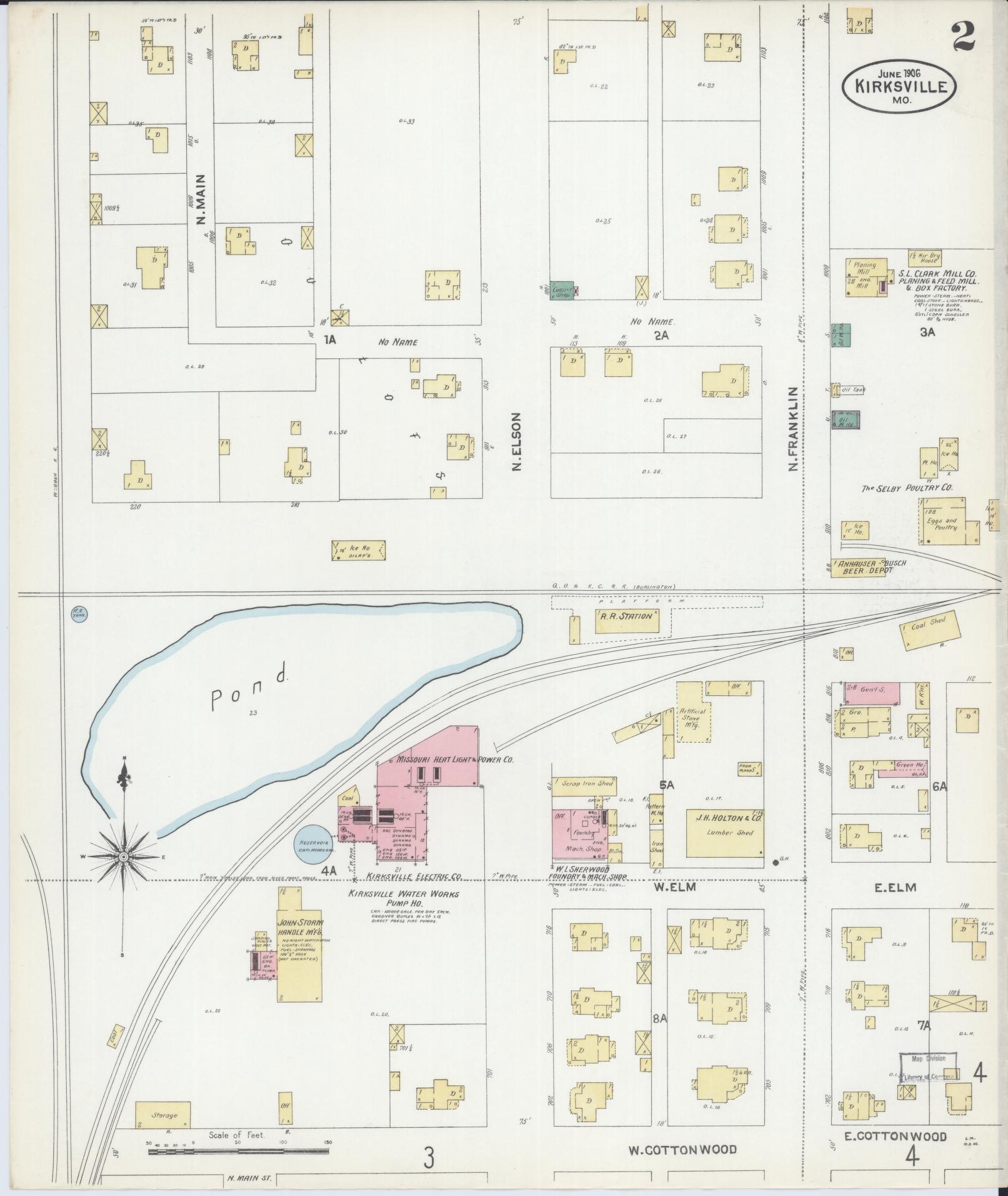 Sanborn Fire Insurance Map from Kirksville, Adair County, Missouri (1906), Sheet #0002 - Complete Map Set gallery image, historic Sanborn map, vintage wall art, Missouri Missouri