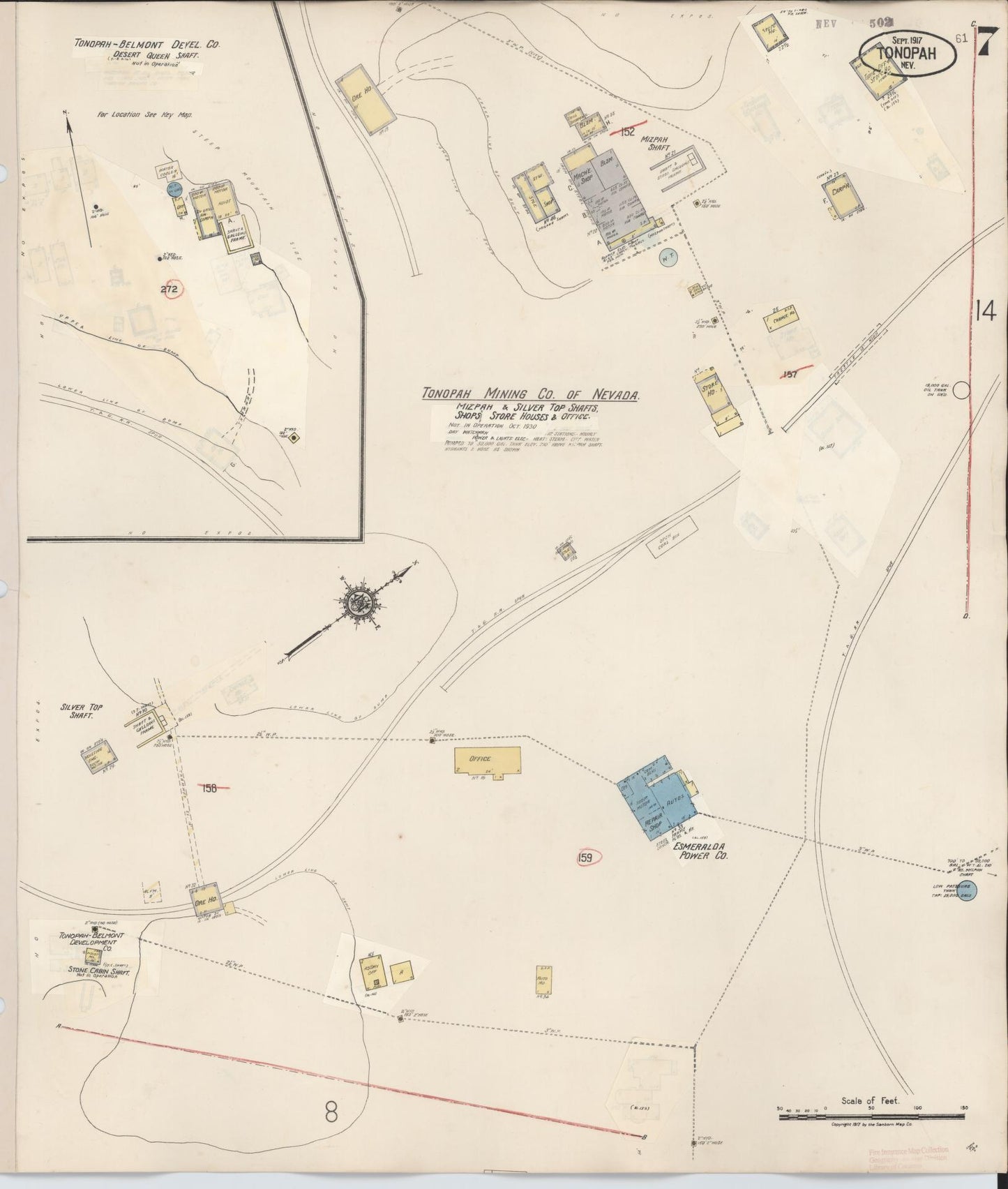 Sanborn Fire Insurance Map from Tonopah, Nye County, Nevada (1941), Sheet #0007 - Complete Map Set gallery image, historic Sanborn map, vintage wall art, Nevada Nevada